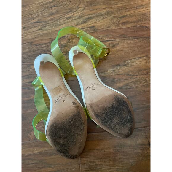 ALEXANDRE BIRMAN Clarita Knotted Ankle Strap Shoe Sandals White Chartreuse 39 9 - Picture 5 of 5